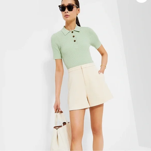 Tuckernuck Mint Olivia Ribbed Polo Top - SMALL - Picture 1 of 9